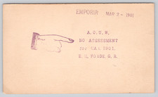 Postcard 1901 AOUW No Assessment Notice Emporia KS Fraternal Postal Card picture