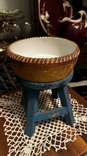 Antique Charles Pillivuyt Mehun France Porcelaines a Feu Yellow Bowl Rope Rim 7