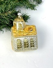 Vintage West Germany Christmas Ornament Blown Mercury Glass House Church Village picture
