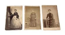 lot of 3 Antique cabinet card photos Victorian ladies standing fashion 4 x 2.5 picture