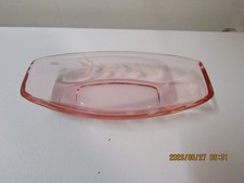 VTG Oblong  Pink Depression Glass Relish Celery Dish with Etched Flowers picture