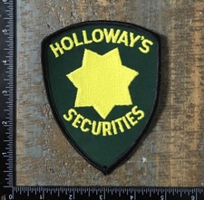 Vintage HOLLOWAY’S SECURITIES Security Company Logo Embroidered Iron-On Patch picture