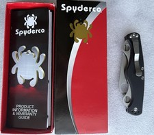Spyderco (three) CLIPITOOL Knife C208GP NIB G10 Black Scales with info pamphlet picture