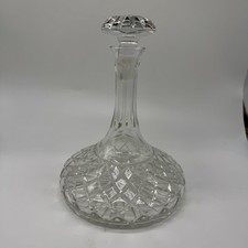 Vintage Irena Poland 24% Lead Crystal Cut Glass Decanter Stopper 10.5” Heavy picture