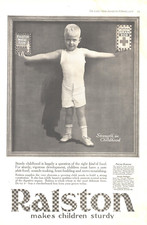 1918 Ralston Bran Antique Ad WW1 Era Makes Children Sturdy Adorable Boy picture