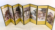 Vtg Korean Painting Eight-Panel Folding Screen Women Men Village Life Water-mill picture