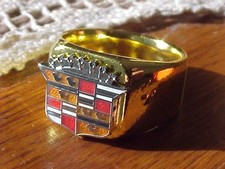 1950s Cadillac Crest Logo Gold Chrome Ring #10 NOS Hi-Quality Class Unique picture