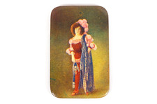 Victorian Burlesque Woman Celluloid Pocket Mirror Antique Hand Mirror picture