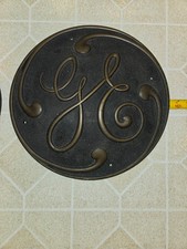 Antique General Electric Locomotive Brass emblem Badge GE RR Train plaque sign picture