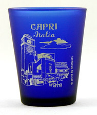 CAPRI ITALY COBALT BLUE FROSTED SHOT GLASS SHOTGLASS picture