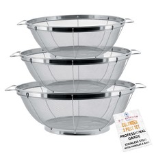 U.S. Kitchen 3pc Colander Set, Stainless Steel Mesh Strainer Net Baskets 3 4 5qt picture