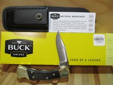 NIB Buck USA Ebony 112 Finger Groove Ranger Hunting/Pocket Knife & Sheath -2539 picture