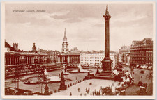 UK England London 1905 Trafalgar Square Nelson Column Fountains Crowd Postcard picture