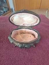 Trinket Jewelry Casket Roger Silverplate N.B. Danbury, Conn. Raised Rose Pattern picture