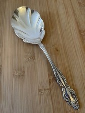 1881 Rogers Oneida Silverplate BAROQUE ROSE Scroll SHELL CASSEROLE SPOON 8.5