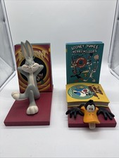 Vintage Looney Tunes Bugs Bunny Daffy Duck Bookends Resin Animation Heavy picture