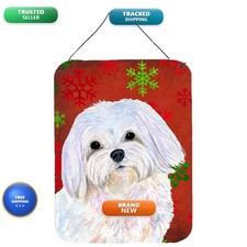 Caroline's Treasures SS4689DS1216 Maltese Snowflakes Christmas Wall Door Plaque picture