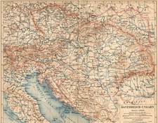 c1888 Antique Austria Hungary Map Full Page Meyers Atlas Print picture