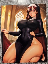 A Anime Waifu Nun Habit Fantasy Art Print Luster Paper 8.5x11 picture