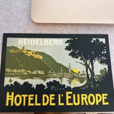 Heidelberg Grand Hotel Heidelberg Hof Germany Vintage Luggage Label 3.25 x 4.25