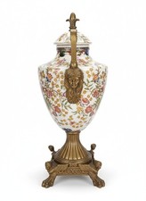  Antique Wong Lee 1895 Porcelain and Bronze Laby Head Vase picture