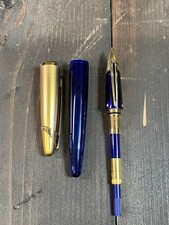 Waterman Fountain Pen Edson Sapphire Blue 18K 750 M Nib Untested picture