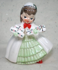 Vintage Napco 1956 Christmas Shopper Girl Gifts 5” Japan Ceramic Figurine picture