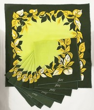 Rare Vintage Frette Italy Mid-Century Mod Botanical Dinner Napkins - Set of 8 picture