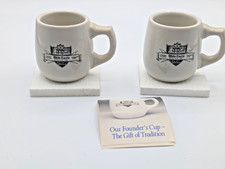 NOS VTG 86 White Castle Our Founders Cup Coffee Mug Set of 2 Ashtray Base Boxes picture