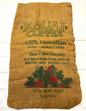 Kauai Coffee 100% Hawaiian Estate Grown Coffee Burlap Bag Sack 100 lb picture
