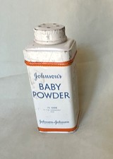 Johnson's Vintage Baby Powder Advertising Tin Container Talcum Bath, White picture