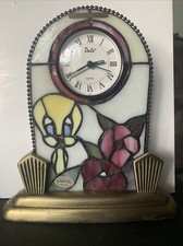VTG 1996 Dale Tiffany Warner Bros Looney Tunes Tweety Bird Stained Glass Clock picture