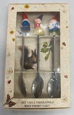 Vintage Rien Poortvliet Gnome Teaspoons Set of 3 Dutch Kabouter Spoons In Box picture