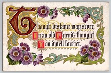 Motto Series No 2 Floral Friendship Art Nouveau Big T Saying Postcard c1910's picture