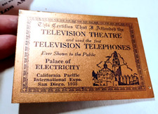1935 California Pacific Int'l Expo Souvenir  1ST EVER TELEVISION TELEPHONES Card picture