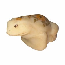 Vintage Fenton Custard Uranium Glass Frog Figurine Hand Painted K Boley picture