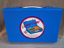 Vintage 1987 Class Case Pencil Box Blue Divided School Supply Storage USA picture
