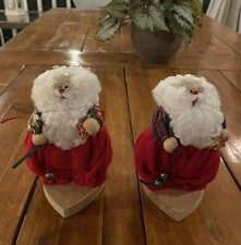 washpin pals Santa figurines handmade set of 2 ~ vintage 1996 picture
