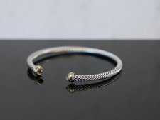 Women's David Yurman Silver 4mm Cable Bracelet Lemon Citrine & Gold size Medium picture