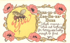 Wonderful Vintage Postcard With Bee and Cute Message.  Great colors, Unposted picture