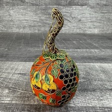 Vintage NYCO Cloisonne Enamel Fruit Ornament 5 Inch Pear Grape Apple Decor picture