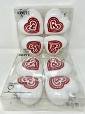 Ikea Ornaments KOTTE Lot of 2 - White & Red Hearts Box Christmas Tree Valentines picture