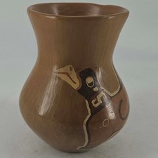 Vintage Primitive clay pottery Indigenous artisan bird small vase picture