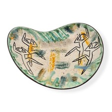 Vintage Mid Century Ceramic Ashtray Signed Harry Biomorphic Dancers Catchall CA picture