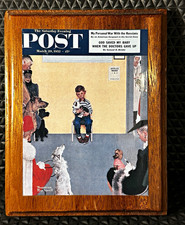 ⁠Vintage Norman Rockwell Wood Plaque Saturday Evening Post At The Vets 1952 Art⁠ picture