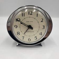 Westclox Baby Ben White Cream Face Silver Chrome Trim White Casing - Retro picture