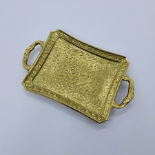 Elegant Brass Floral Decorative Platter | Table Centrepiece Premium Tray picture