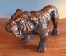 Antique Solid Bronze Standing English Bulldog Figurine, Heavy 6.1 lbs, Lost Wax picture