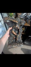 Resin Man Figure Sculpture Climbing Rock Base, Painted Brown/Black 3D Effect picture