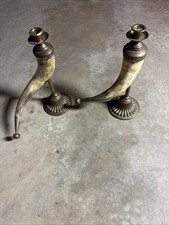 Antique Pair Of  Victorian Horn Candle Holders Sconces Drinking Horn Powder Horn picture